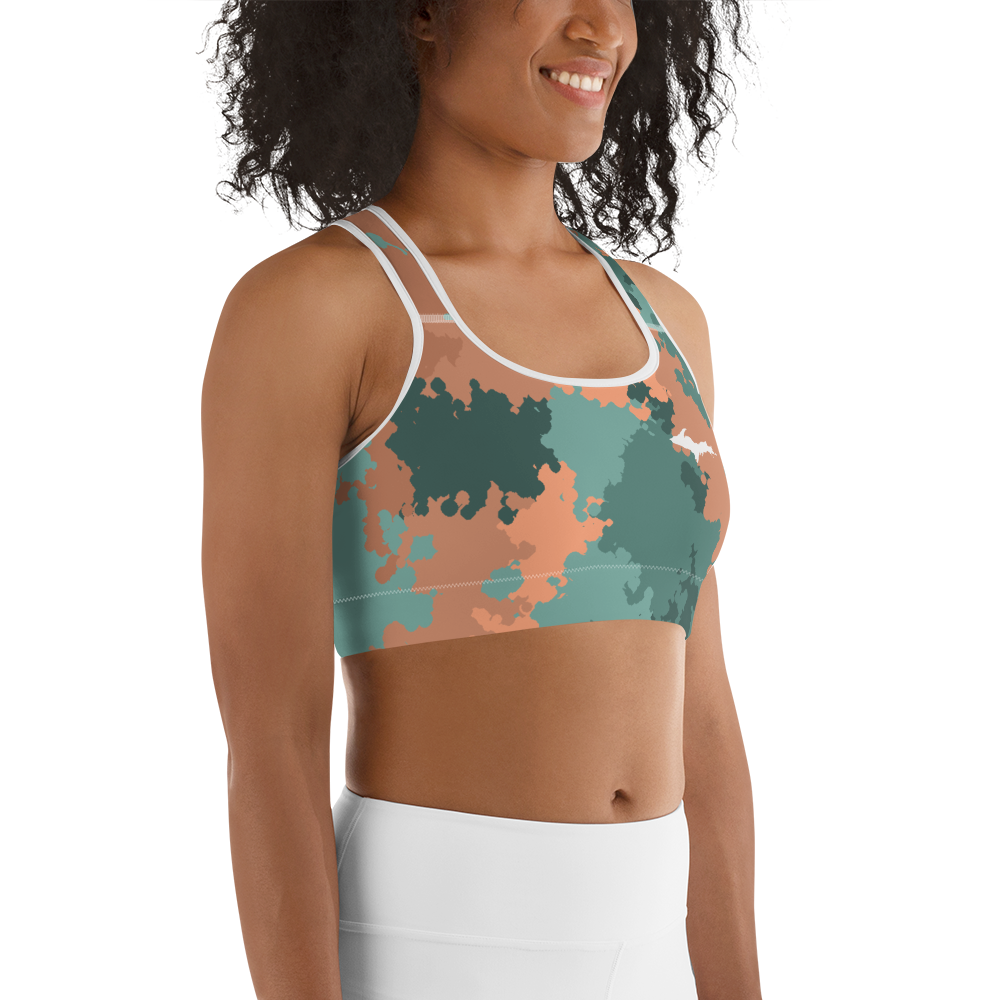 Michigan Upper Peninsula Sports Bra (w/ UP Outline) | Copper Country Camo