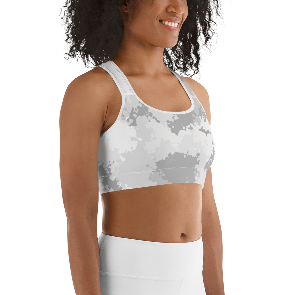 Michigan Upper Peninsula Sports Bra (w/ UP Outline) | Snow Camo