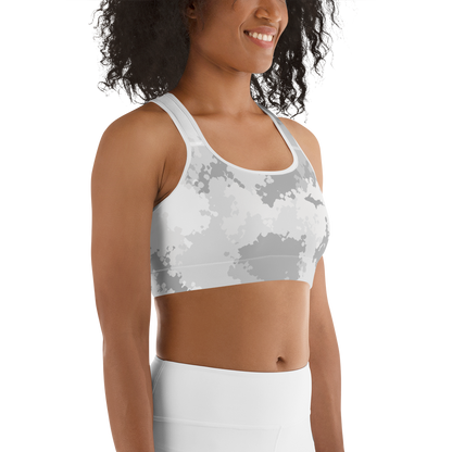 Michigan Upper Peninsula Sports Bra (w/ UP Outline) | Snow Camo