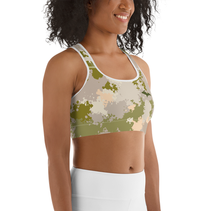 Michigan Upper Peninsula Sports Bra (w/ UP Outline) | Rosy Mound Camo