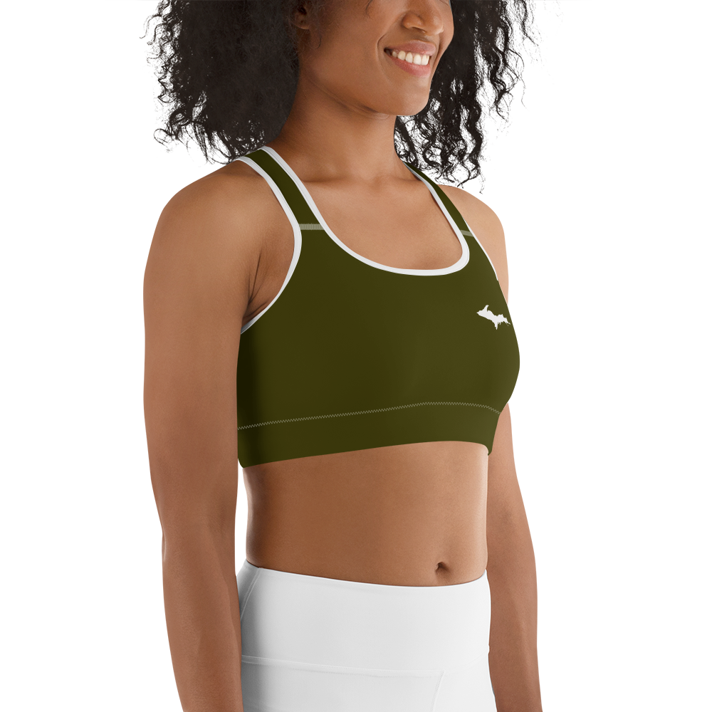 Michigan Upper Peninsula Sports Bra (w/ UP Outline) | Military Green