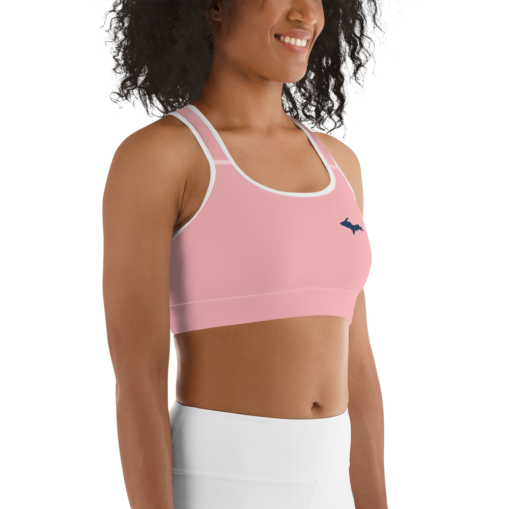 Michigan Upper Peninsula Sports Bra (w/ UP Outline) | Strawberry Pink