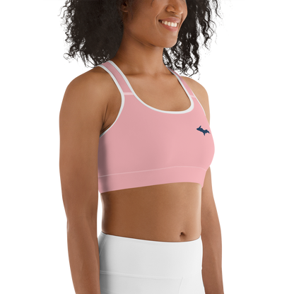 Michigan Upper Peninsula Sports Bra (w/ UP Outline) | Strawberry Pink