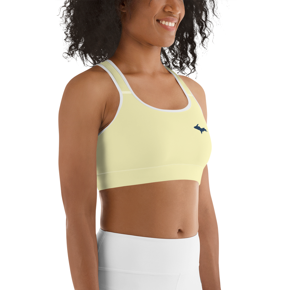 Michigan Upper Peninsula Sports Bra (w/ UP Outline) | Canary Yellow