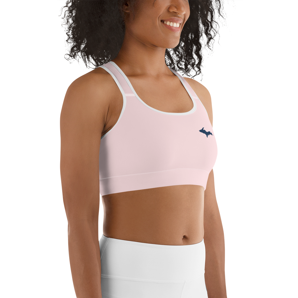 Michigan Upper Peninsula Sports Bra (w/ UP Outline) | Pale Pink