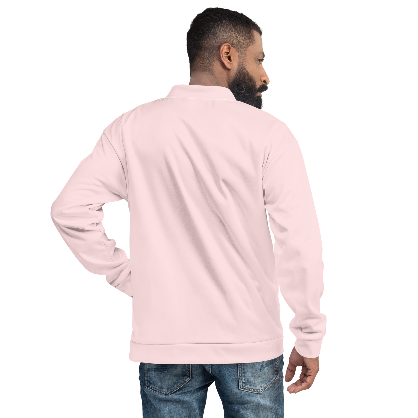 Michigan Upper Peninsula Bomber Jacket (w/ Large Copper UP Outline) | Pale Pink