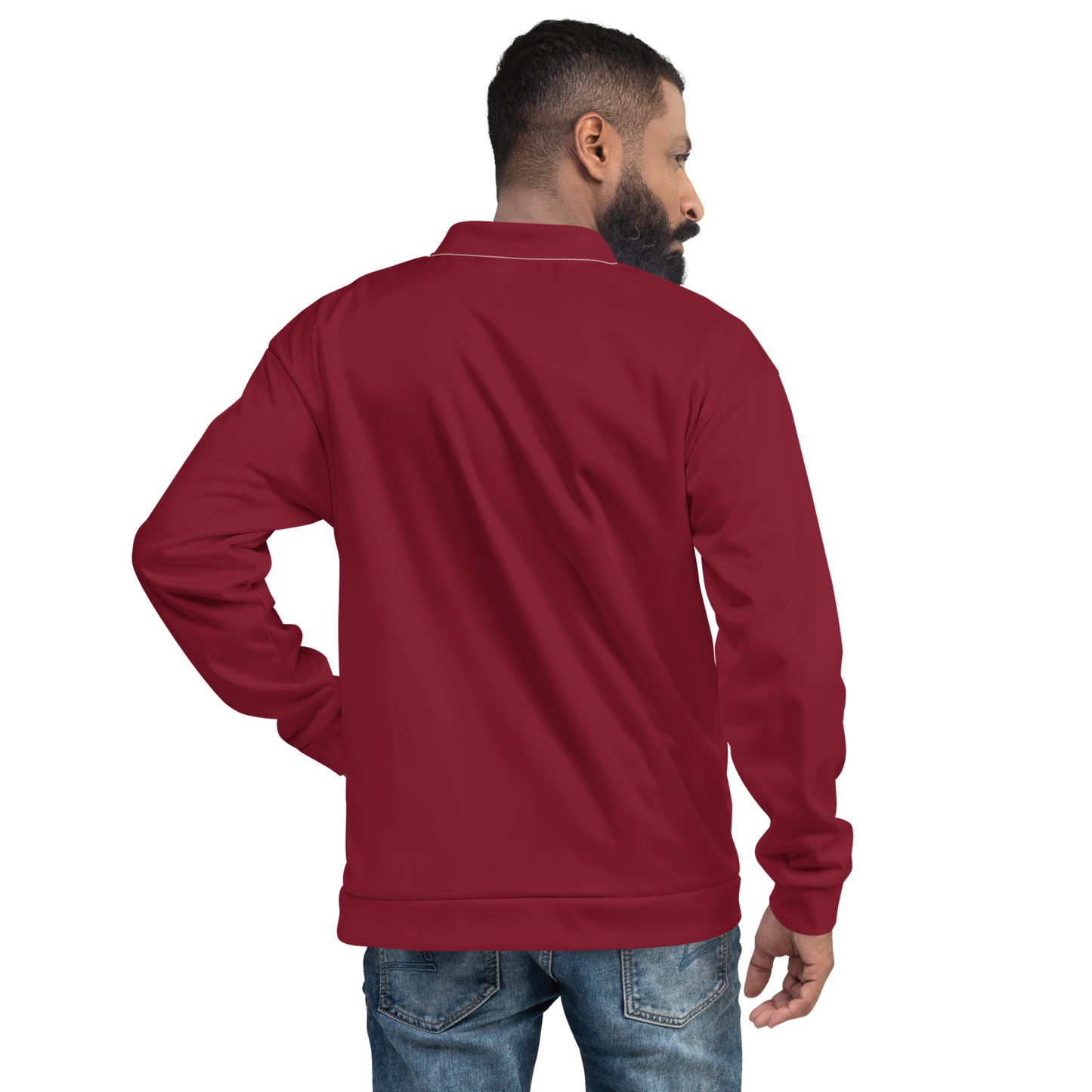 Michigan Upper Peninsula Bomber Jacket (w/ Large Copper UP Outline) | Burgandy