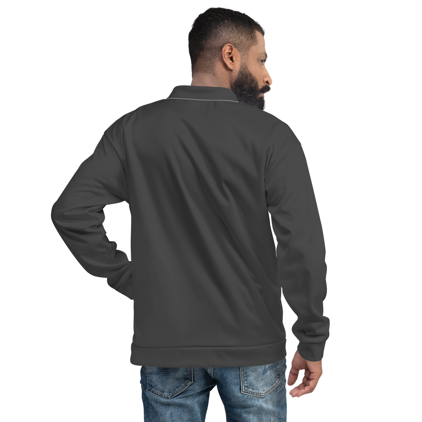 Michigan Upper Peninsula Bomber Jacket (w/ Large UP Outline) | Iron Ore Grey