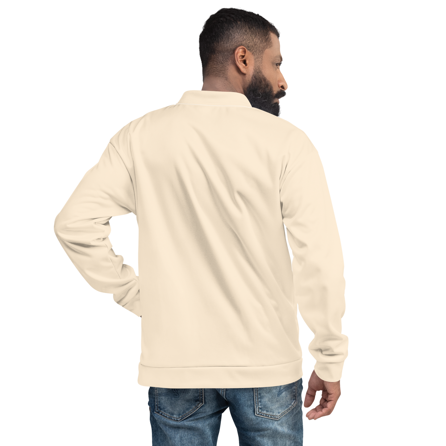 Michigan Upper Peninsula Bomber Jacket (w/ Large UP USA Flag Outline) | Champagne White