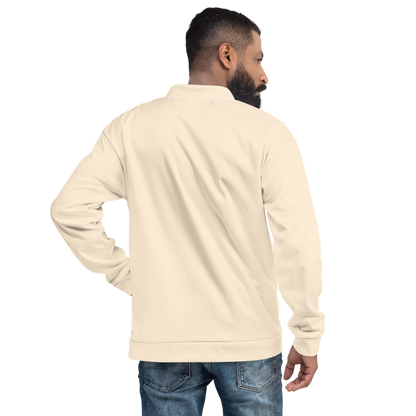 Michigan Upper Peninsula Bomber Jacket (w/ Large UP USA Flag Outline) | Champagne White