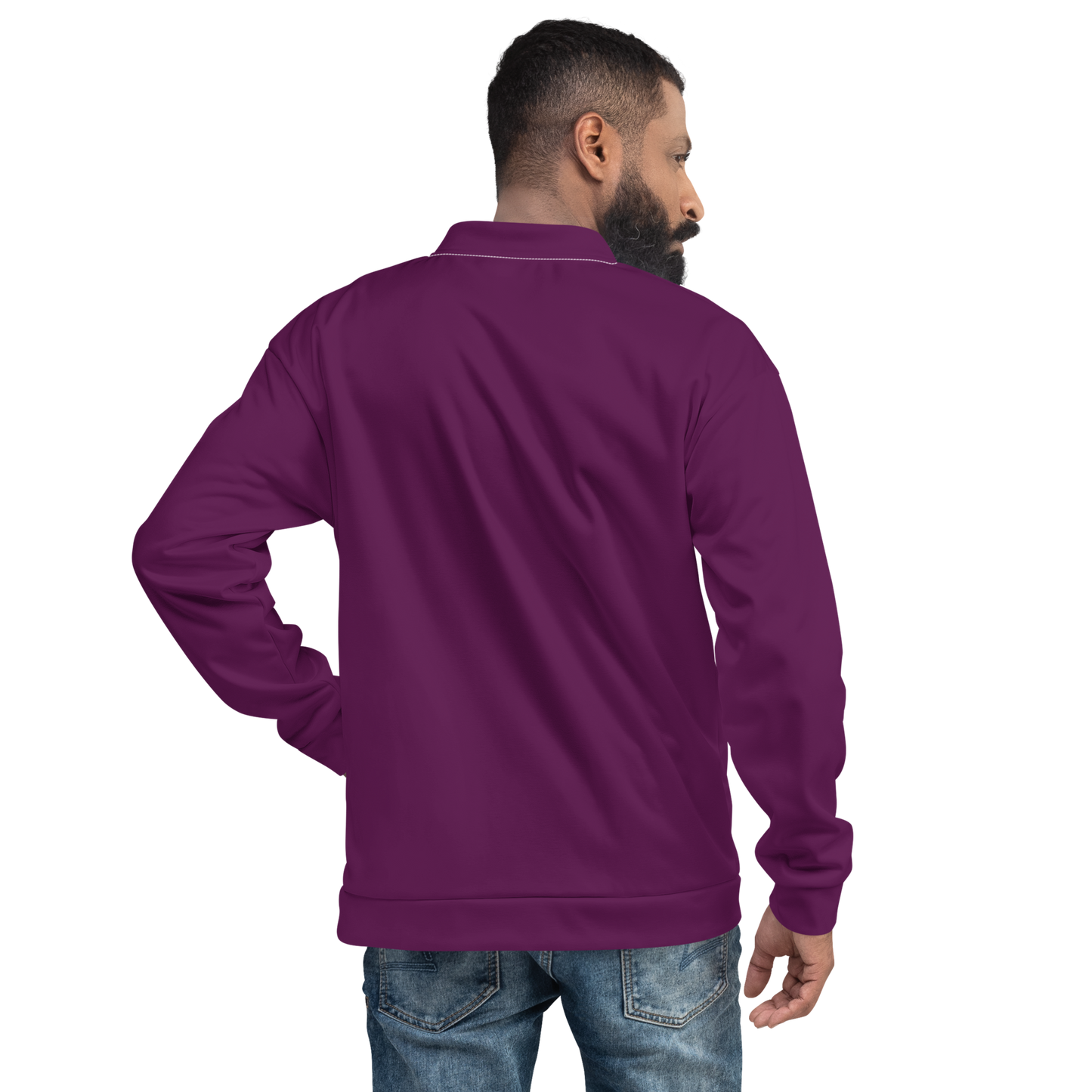 Michigan Upper Peninsula Bomber Jacket (w/ Large UP USA Flag Outline) | Tyrian Purple