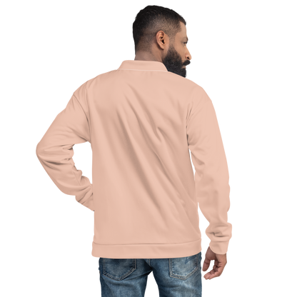 Michigan Upper Peninsula Bomber Jacket (w/ Large UP USA Flag Outline) | Zinnwaldite Pink