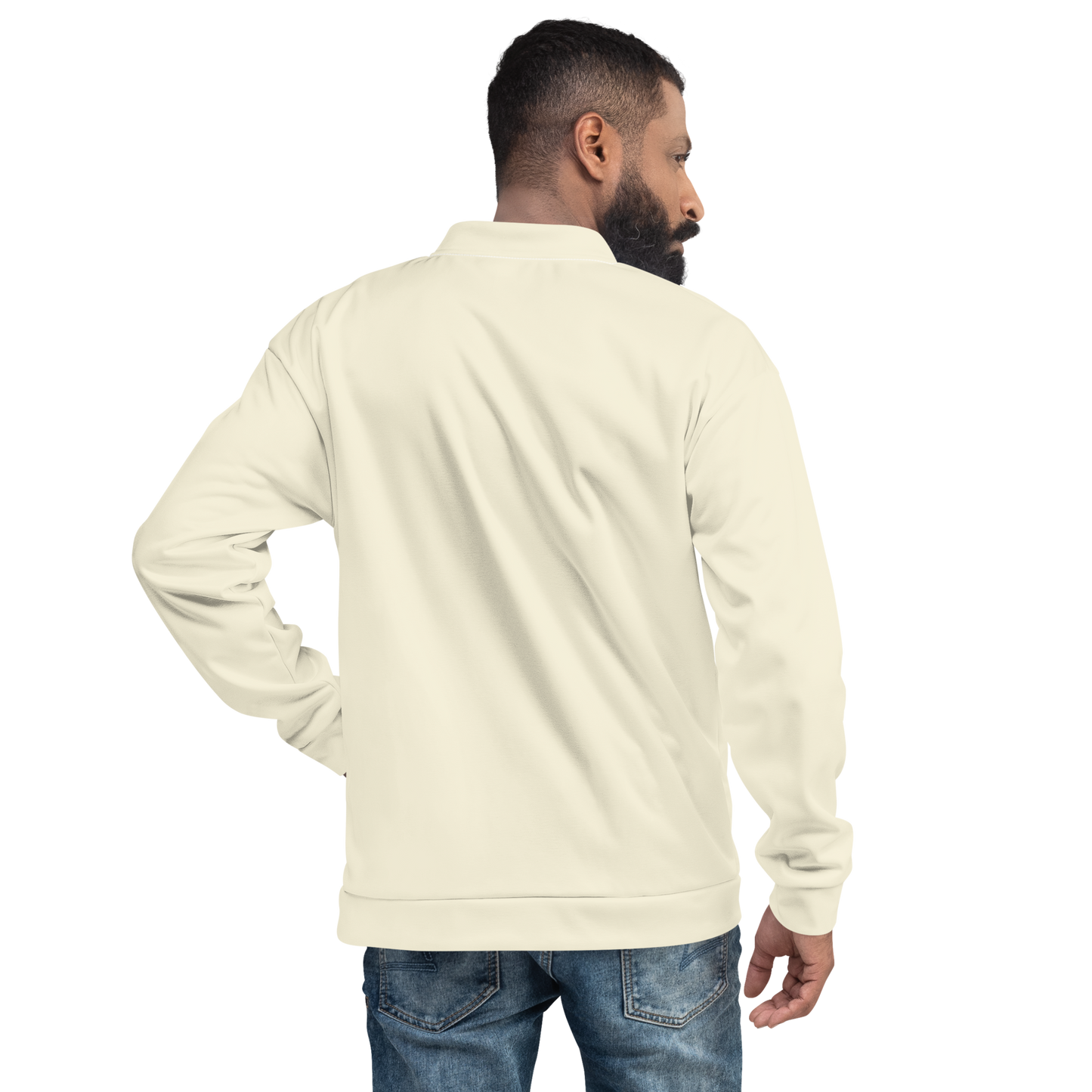 Michigan Upper Peninsula Bomber Jacket (w/ Large UP USA Flag Outline) | Ivory White