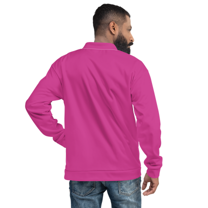 Michigan Upper Peninsula Bomber Jacket (w/ Large UP USA Flag Outline) | Apple Blossom Pink