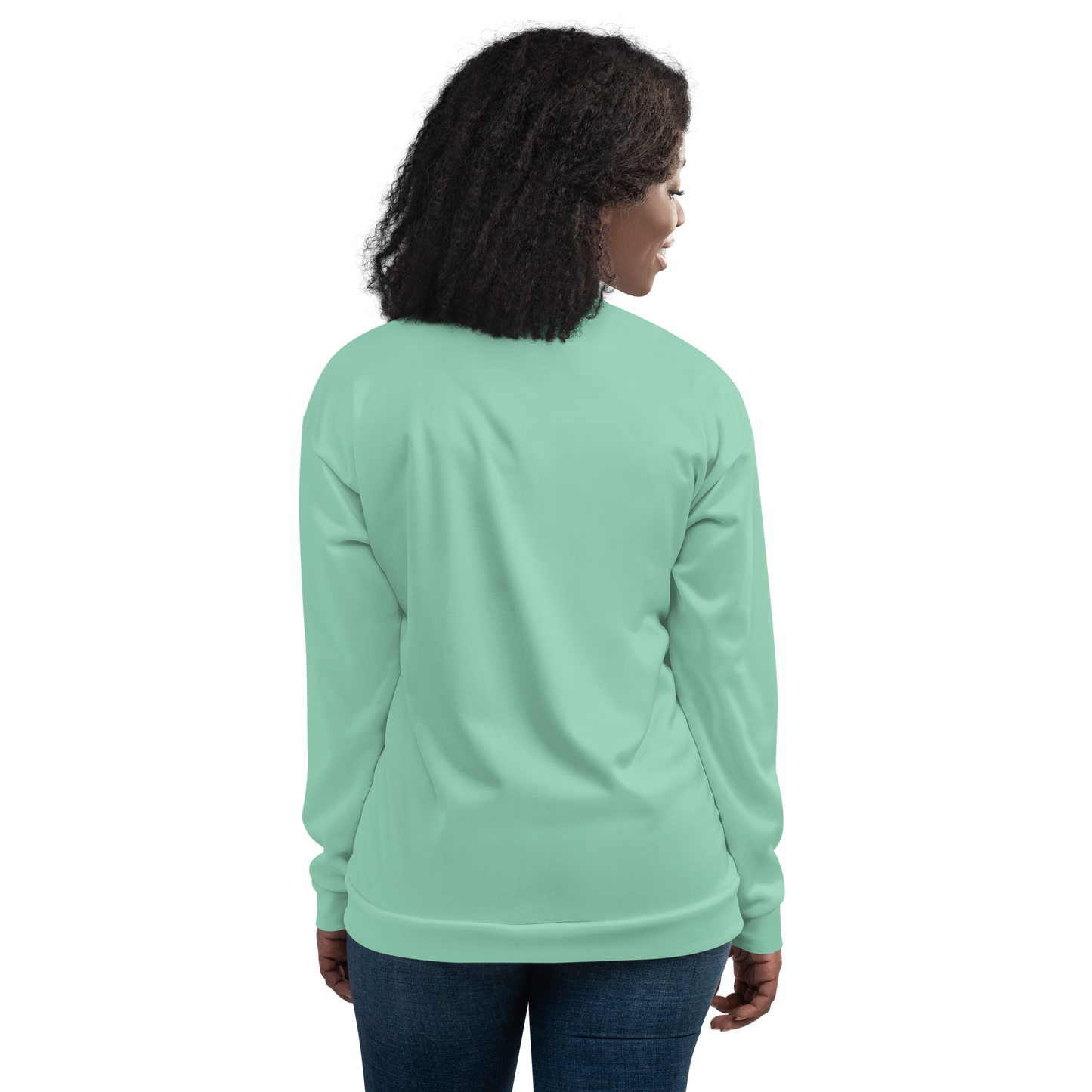 Michigan Upper Peninsula Bomber Jacket (w/ Large Pink UP Outline) | Turquoise Green