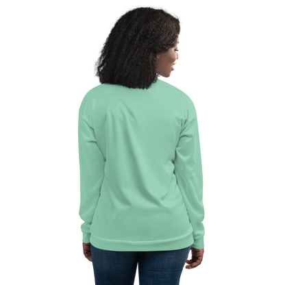 Michigan Upper Peninsula Bomber Jacket (w/ Large Pink UP Outline) | Turquoise Green