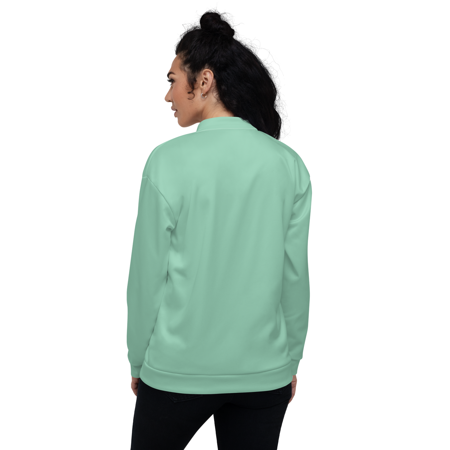 Michigan Upper Peninsula Bomber Jacket (w/ Large Pink UP Outline) | Turquoise Green