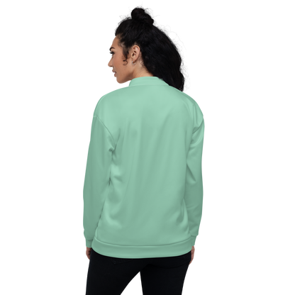 Michigan Upper Peninsula Bomber Jacket (w/ Large Pink UP Outline) | Turquoise Green