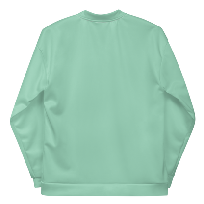 Michigan Upper Peninsula Bomber Jacket (w/ Large Pink UP Outline) | Turquoise Green