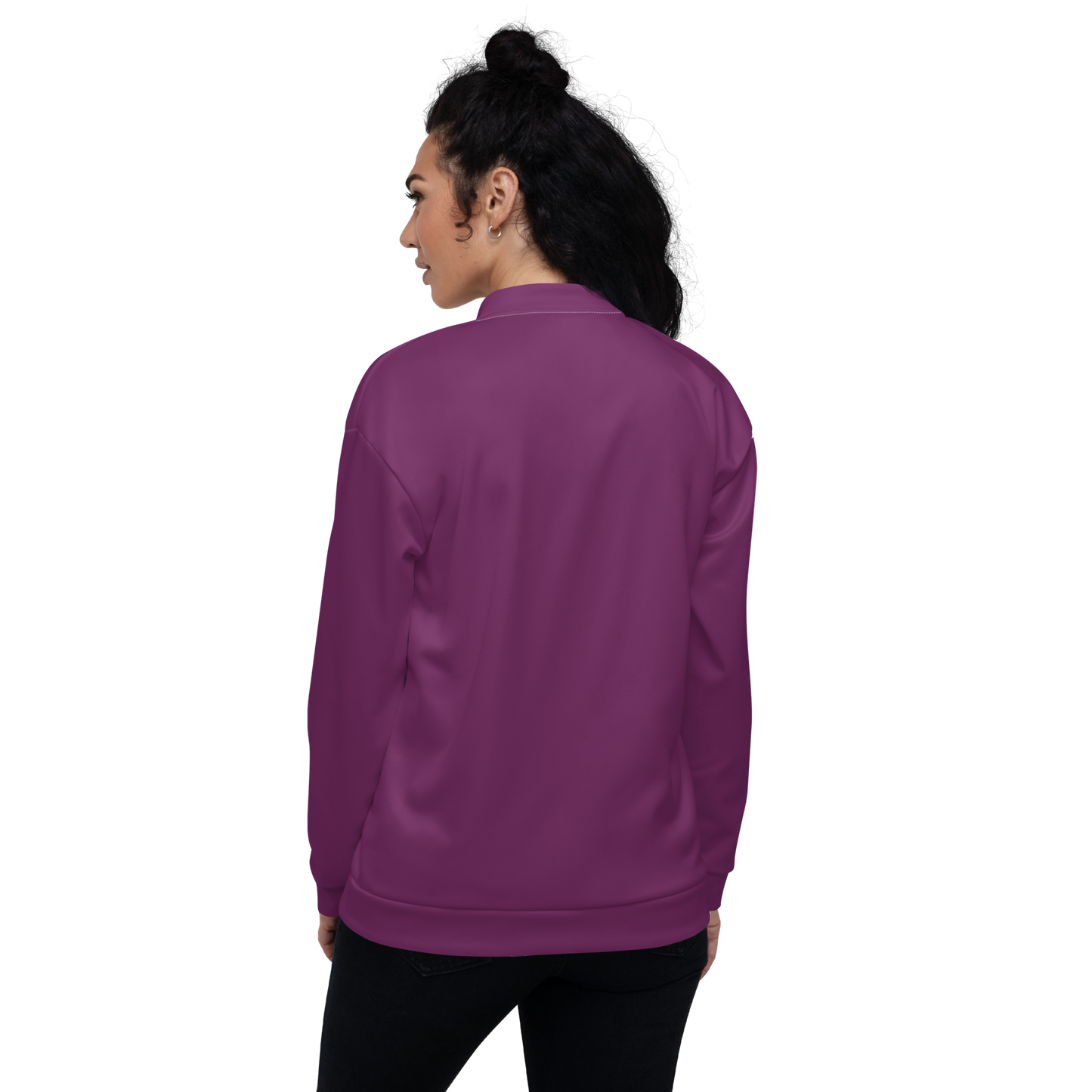 Michigan Upper Peninsula Bomber Jacket (w/ Large Pink UP Outline) | Plum