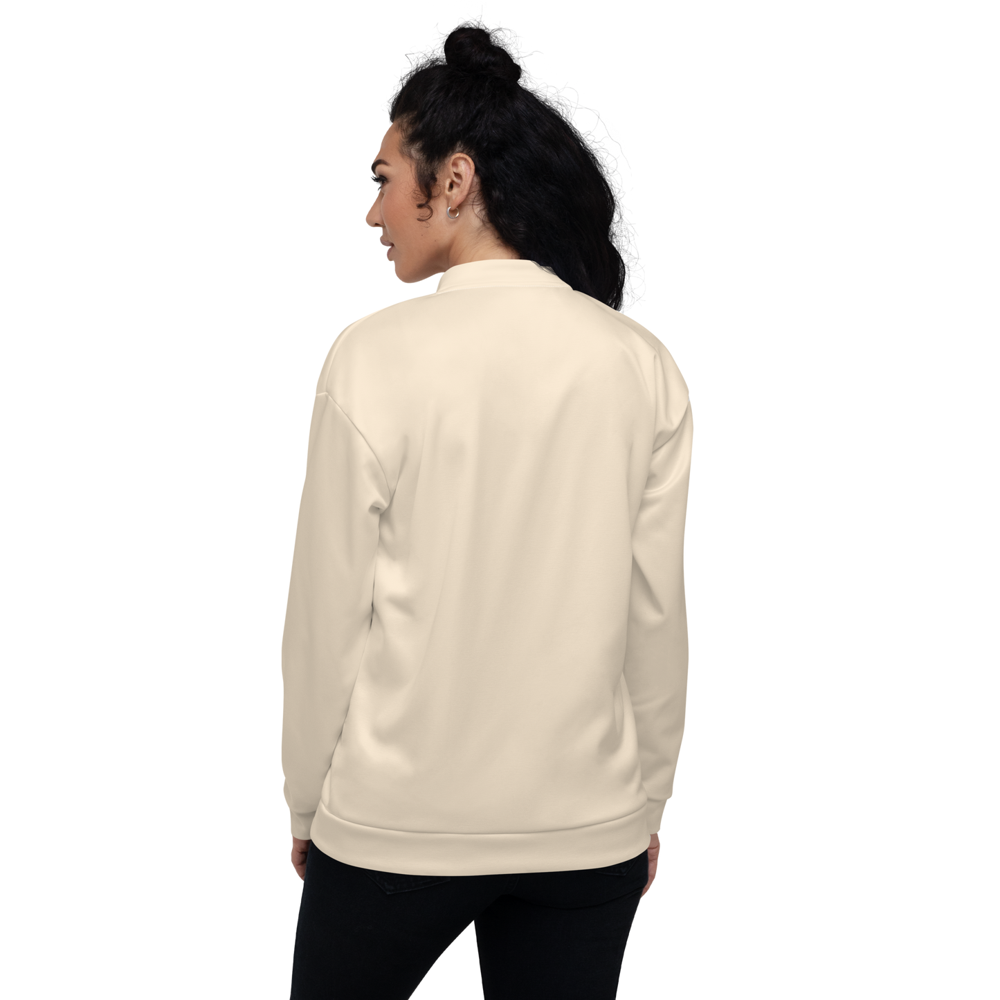 Michigan Upper Peninsula Bomber Jacket (w/ Large Pink UP Outline) | Champagne White