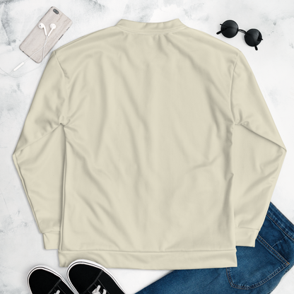 Michigan Upper Peninsula Bomber Jacket (w/ Large Pink UP Outline) | Ivory White