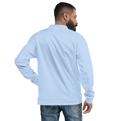 Michigan Upper Peninsula Bomber Jacket (w/ Large Pink UP Outline) | Light Blue