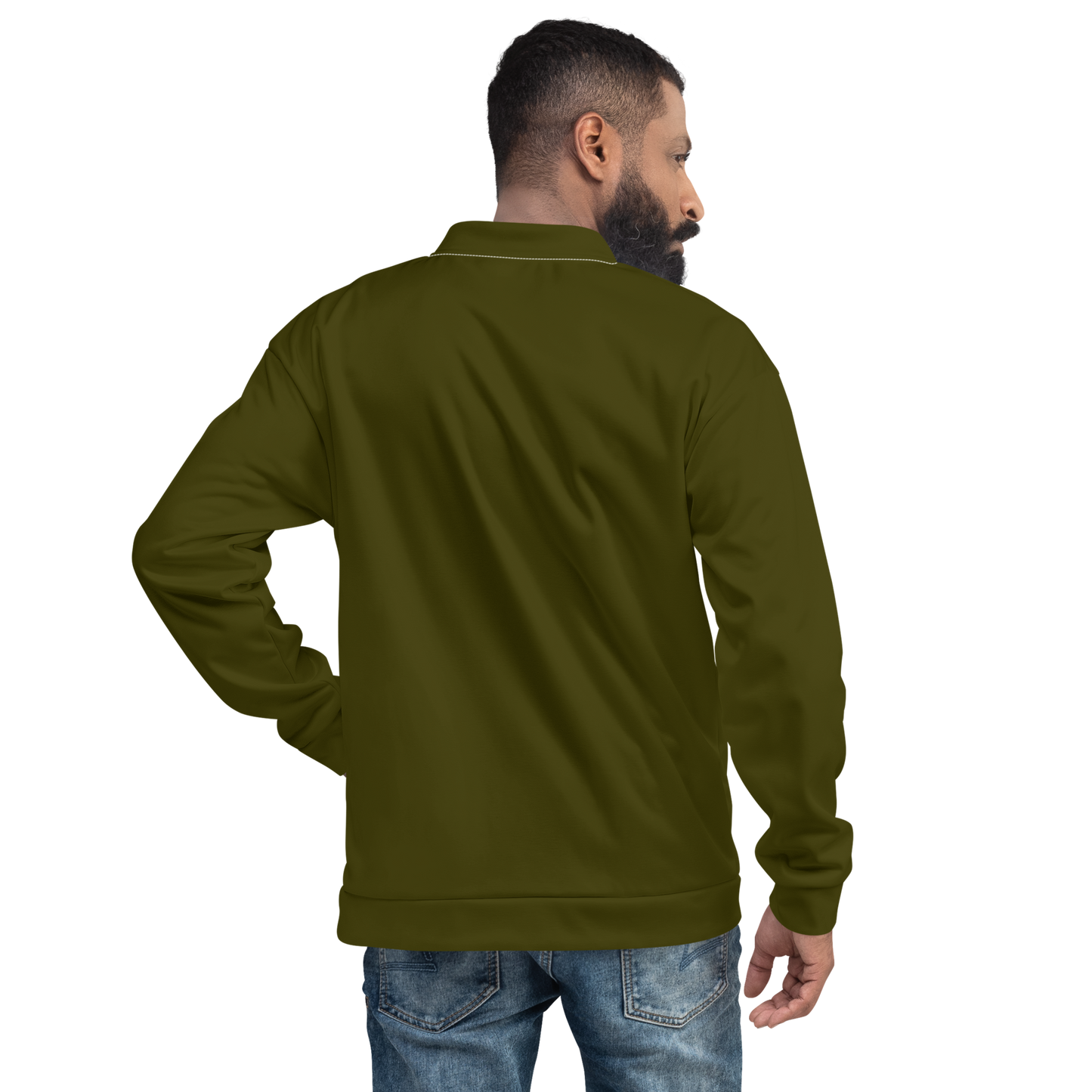 Michigan Upper Peninsula Bomber Jacket (w/ Large Gold UP Outline) | Military Green