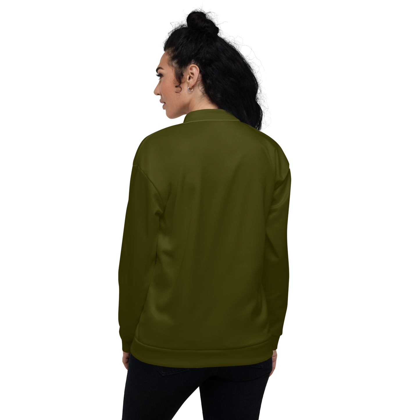 Michigan Upper Peninsula Bomber Jacket (w/ Large Gold UP Outline) | Military Green