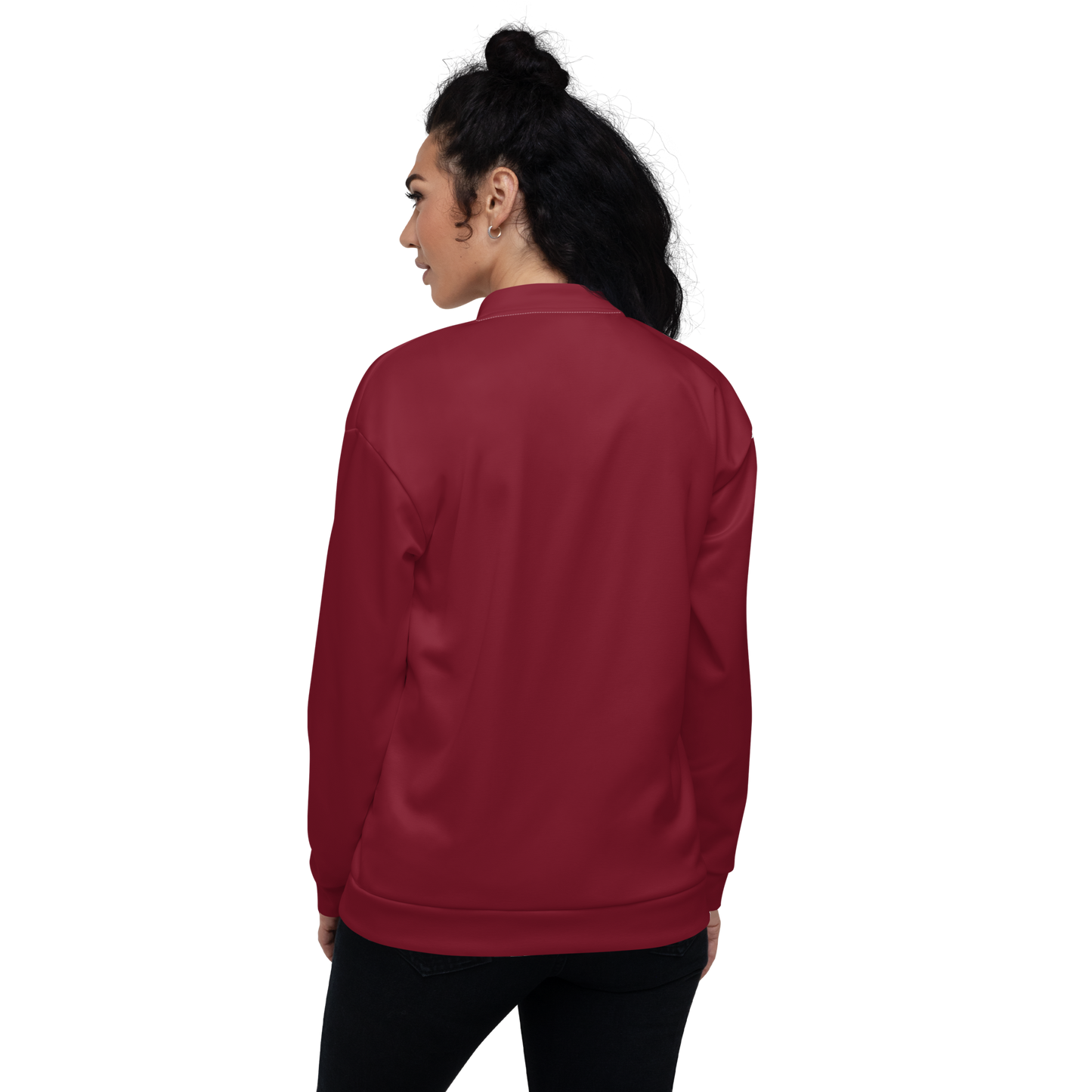 Michigan Upper Peninsula Bomber Jacket (w/ Large Gold UP Outline) | Burgandy