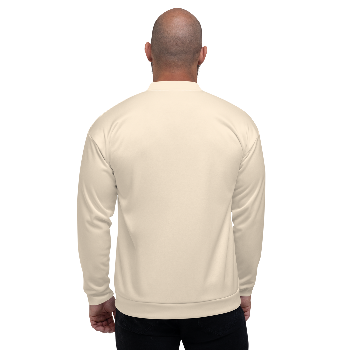 Michigan Upper Peninsula Bomber Jacket (w/ Large Azure UP Outline) | Champagne White