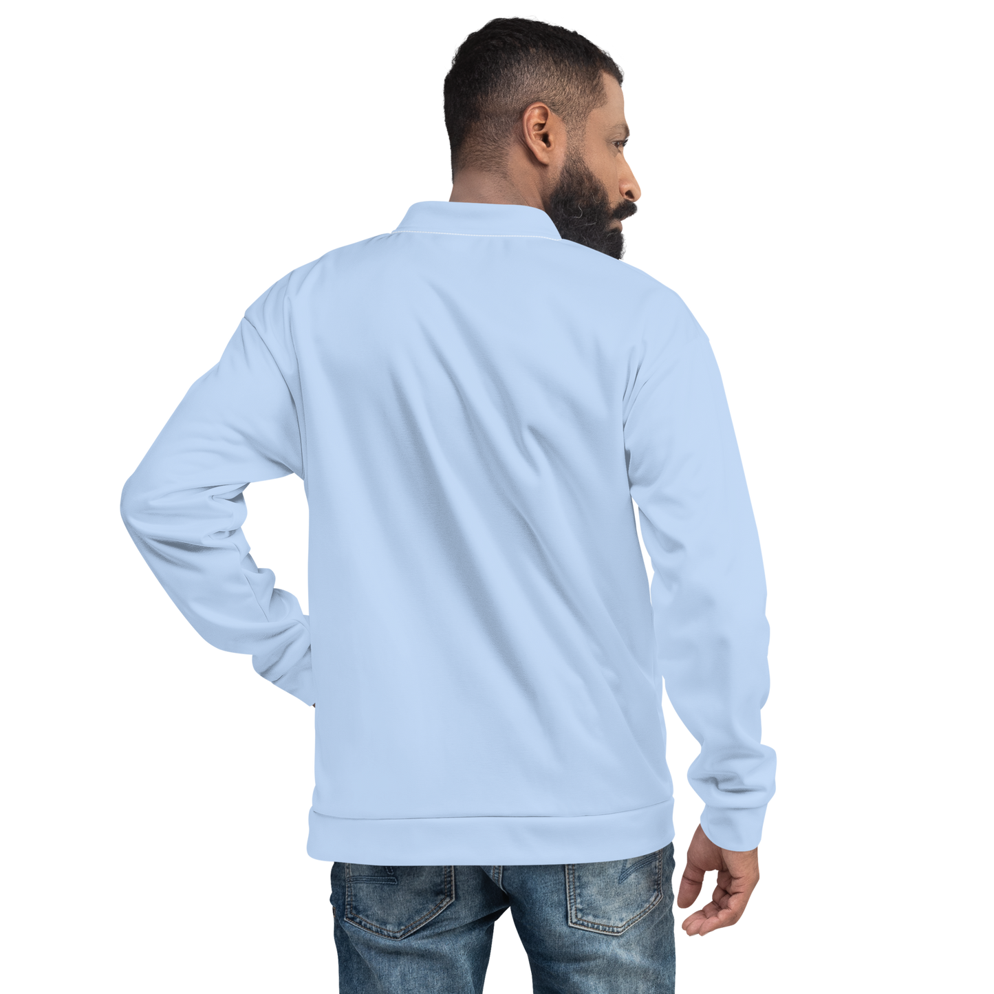 Michigan Upper Peninsula Bomber Jacket (w/ Large Azure UP Outline) | Light Blue