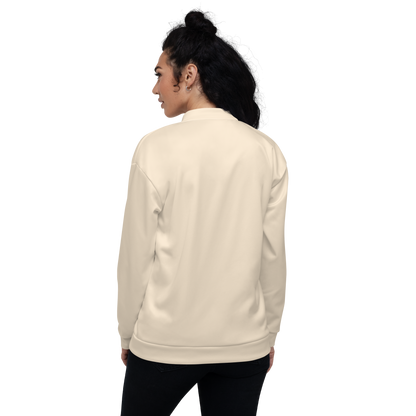 Michigan Upper Peninsula Bomber Jacket (w/ Large Green UP Outline) | Champagne White