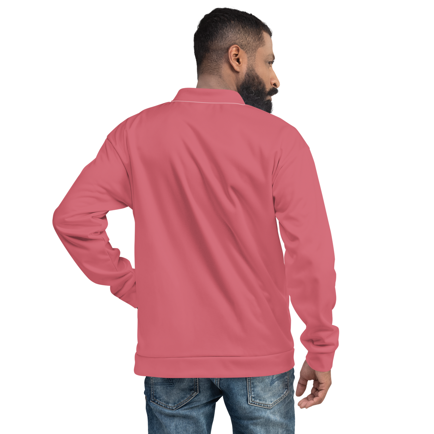 Michigan Upper Peninsula Bomber Jacket (w/ Large Green UP Outline) | Watermelon Pink