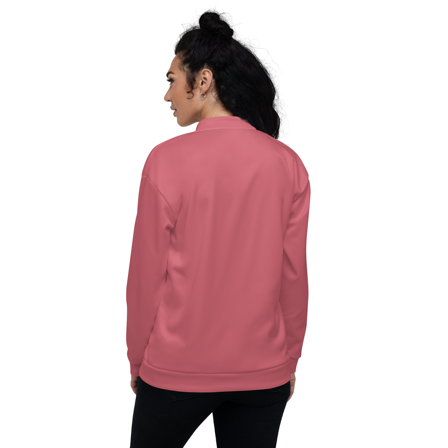 Michigan Upper Peninsula Bomber Jacket (w/ Large Green UP Outline) | Watermelon Pink