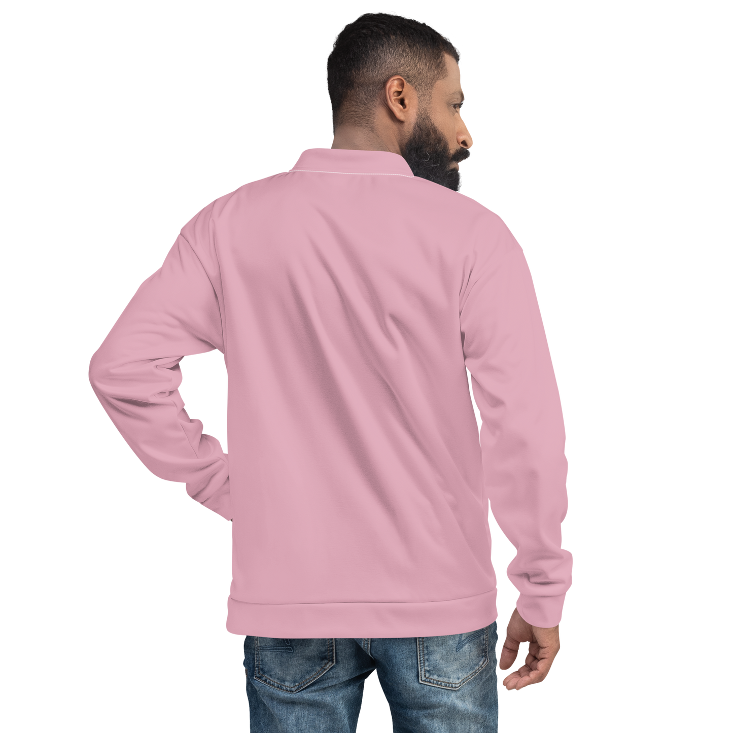 Michigan Upper Peninsula Bomber Jacket (w/ Large Green UP Outline) | Pink