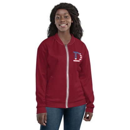 Detroit 'Old French D' Bomber Jacket (Patriot Edition) | Burgundy Color