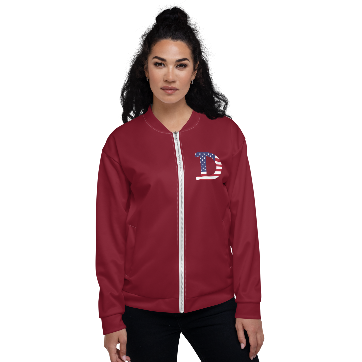 Detroit 'Old French D' Bomber Jacket (Patriot Edition) | Burgundy Color