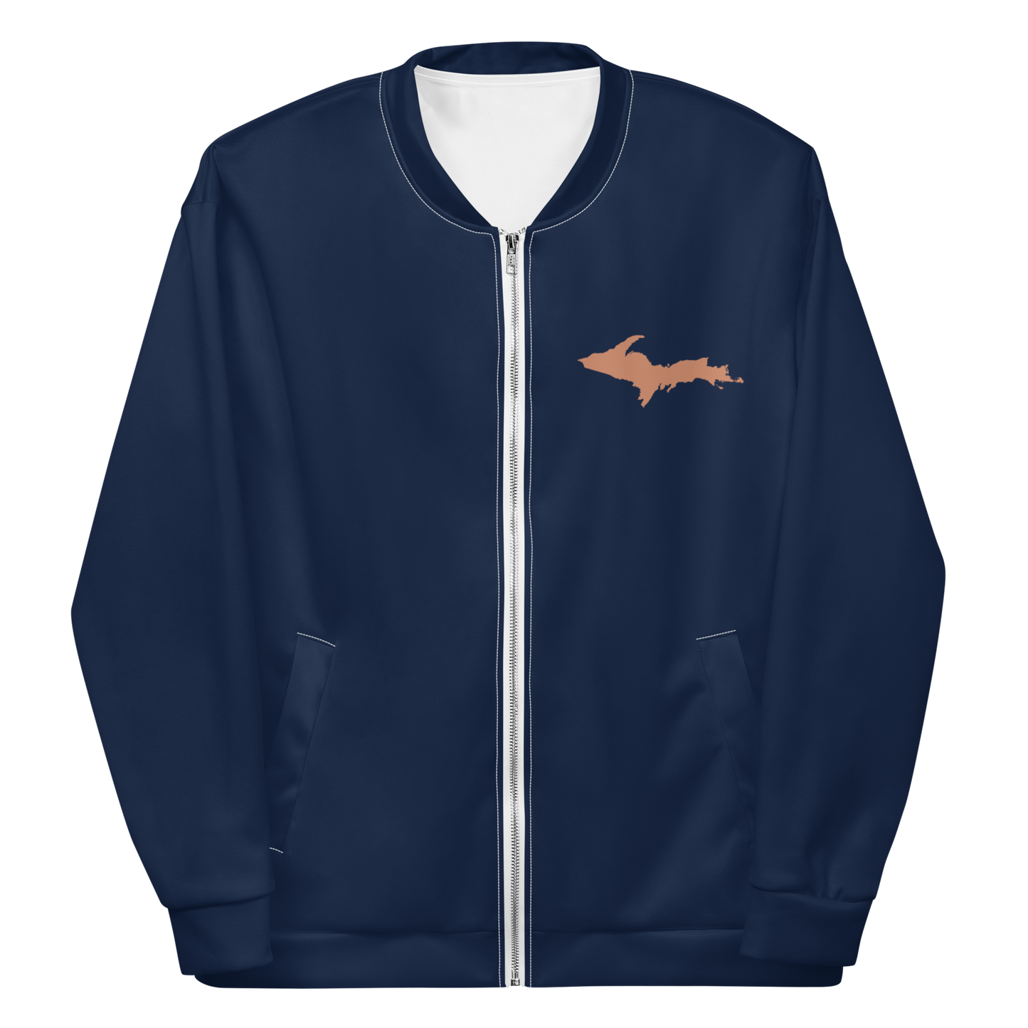 Michigan Upper Peninsula Bomber Jacket (Navy w/ Copper UP Outline)