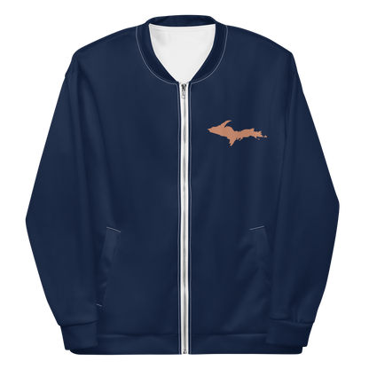 Michigan Upper Peninsula Bomber Jacket (Navy w/ Copper UP Outline)