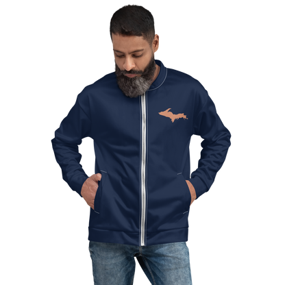 Michigan Upper Peninsula Bomber Jacket (Navy w/ Copper UP Outline)