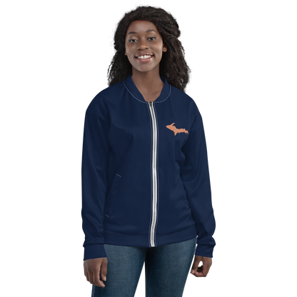 Michigan Upper Peninsula Bomber Jacket (Navy w/ Copper UP Outline)