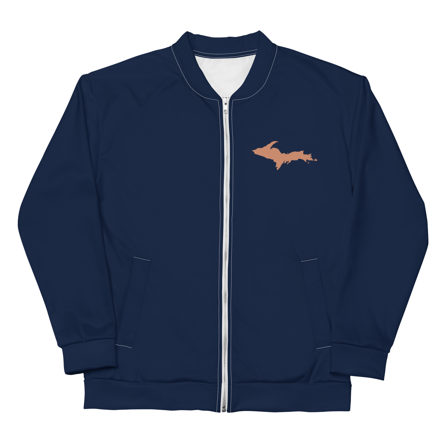 Michigan Upper Peninsula Bomber Jacket (Navy w/ Copper UP Outline)