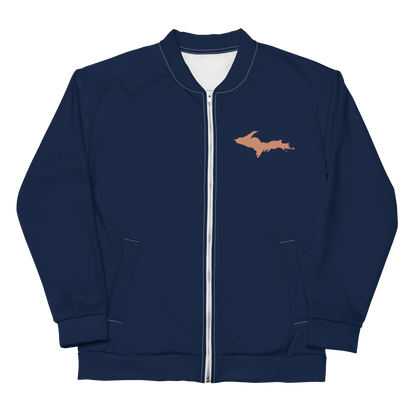 Michigan Upper Peninsula Bomber Jacket (Navy w/ Copper UP Outline)