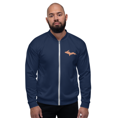 Michigan Upper Peninsula Bomber Jacket (Navy w/ Copper UP Outline)