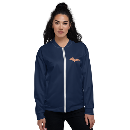 Michigan Upper Peninsula Bomber Jacket (Navy w/ Copper UP Outline)