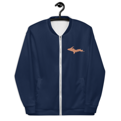 Michigan Upper Peninsula Bomber Jacket (Navy w/ Copper UP Outline)