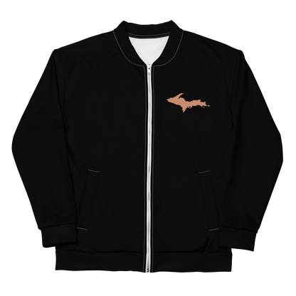 Michigan Upper Peninsula Bomber Jacket (w/ Copper UP Outline) | Black