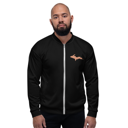 Michigan Upper Peninsula Bomber Jacket (w/ Copper UP Outline) | Black