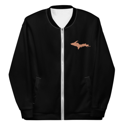 Michigan Upper Peninsula Bomber Jacket (w/ Copper UP Outline) | Black